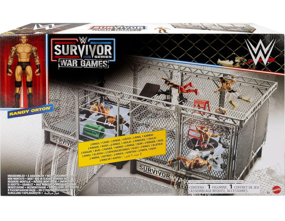 WWE Survivor War Games Playset with Action Figure, 2 Rings, Cage & 5 Accessories, Includes Randy Orton 6-inch Collectible